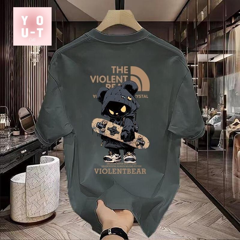 YOU-T เสื้อยืดโอเวอร์ไซส์ เสื้อแฟชั่น สวมใส่สบาย ผ้าฝ้ายแท้100% เสื้อยืดวินเทจ ยูนิเซ็กส์ ภาพพิมพ์ “THE VIOLENT01”