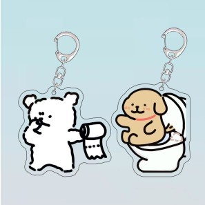Line Dog พวงกุญแจคู่หูฟังจี้อุปกรณ์เสริม USB, Line Puppy Student Backpack Chain Buckle Pendant
