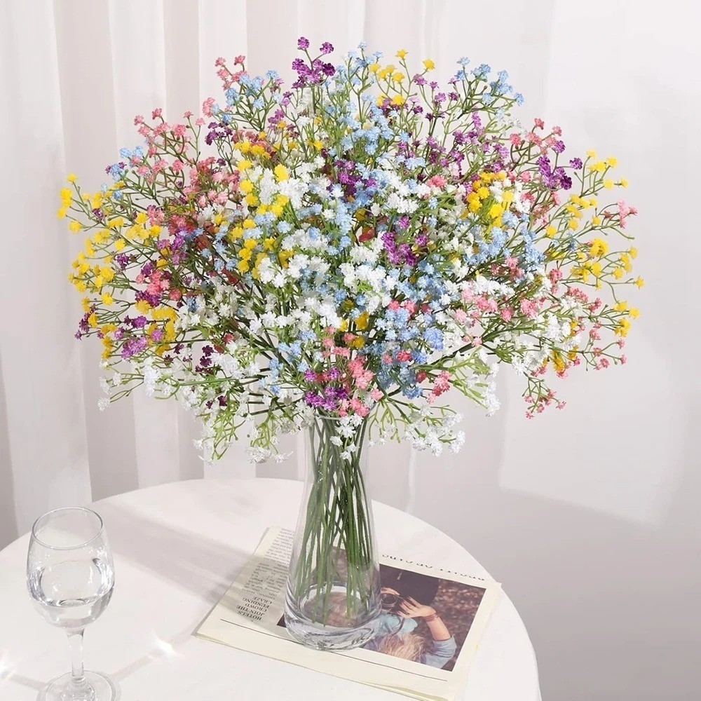 57 ซม.Babys Breath ดอกไม้ประดิษฐ์ Gypsophila ดอกไม้สําหรับงานแต่งงานตกแต่งบ้านสวนหลากสี - รูปที่ 7