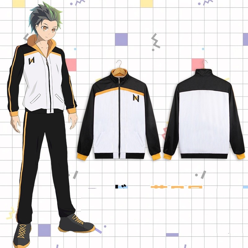 อะนิเมะ Re: ชีวิตในโลกที่แตกต่างกันจาก Zero คอสเพลย์ Hoodie ซิป 3D พิมพ์กีฬาแจ็คเก็ต Subaru Natsuki เสื้อแจ็คเก็ต