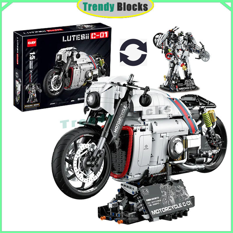 Guly 60520 Lotus C-01 บล็อกตัวต่อรถจักรยานยนต์การวิเคราะห์ Transformer มอเตอร์ไซด์ของขวัญของเล่นสําหรับชาย