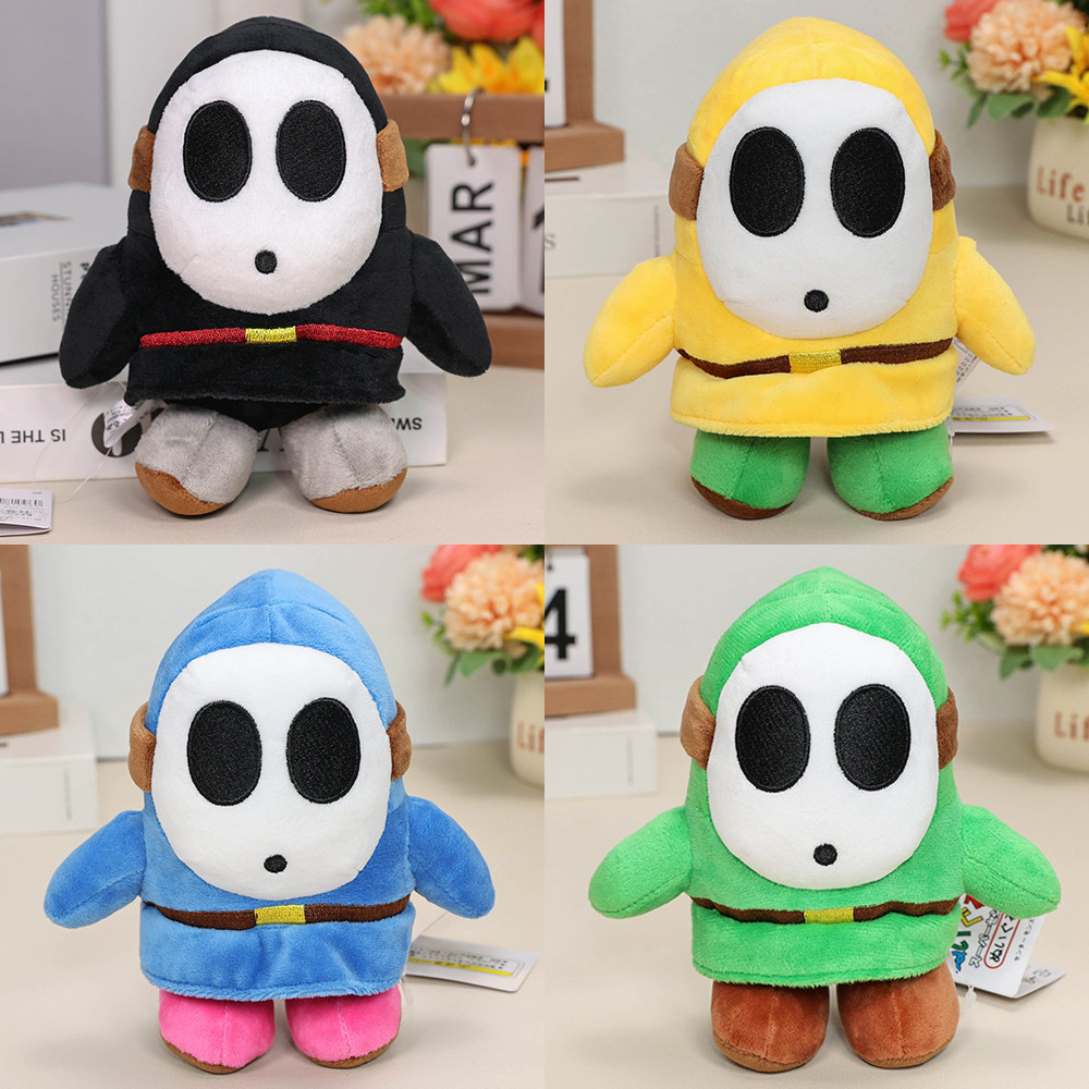 15ซม.เกมSuper Blackสีเหลืองสีเขียวสีฟ้าShy Guy Mask Manของเล่นตุ๊กตาถือหมอนนุ่มยัดไส้สําหรับเด็กวันเกิดคริสต์มาสของขวัญ
