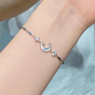 ในไทยสร้อยข้อมือโลหะผสมประดับโบว์ดอกไม้ดวงจันทร์พลอยเทียมแฟชั่นสําหรับผู้หญิงใหม่2024