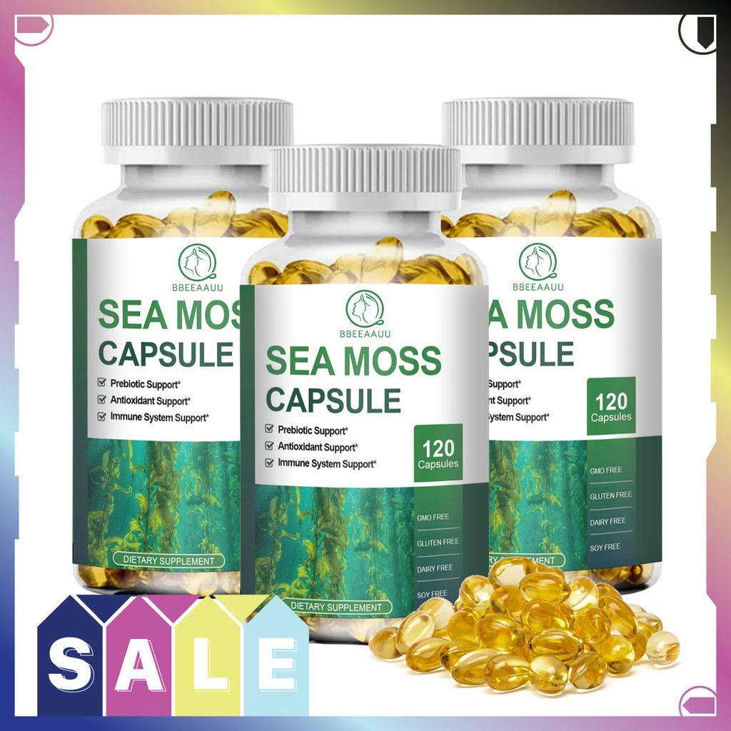 BBEEAAUU Sea Moss Capsules 2000mg with Bladder Wrack , Burdock เพื่อสุขภาพภูมิคุ้มกัน สุขภาพผิวและข้อต่อ