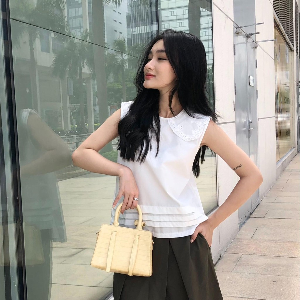 COSO เสื้อเชิ้ตใต้วงแขนผู้หญิงคอปกลูกไม้ผ้าฝ้ายสุดเท่ CSA04