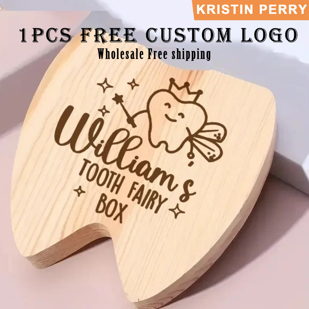 1pcs ฟรีส่วนบุคคลไม้ Deciduous ฟันกล่องเก็บเด็กฟัน Fairy สําหรับของขวัญวันเกิด