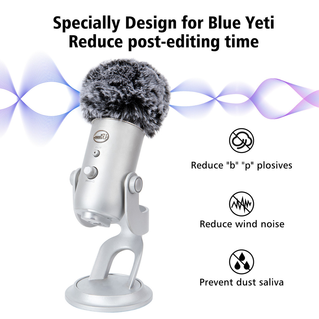 Blue Yeti ปลอกไมค์ขนฟูนุ่ม (Windscreen Muff)｜สำหรับไมค์ Blue Yeti, Yeti Pro โดยเฉพาะ・ลดเสียงลม-ปรับป