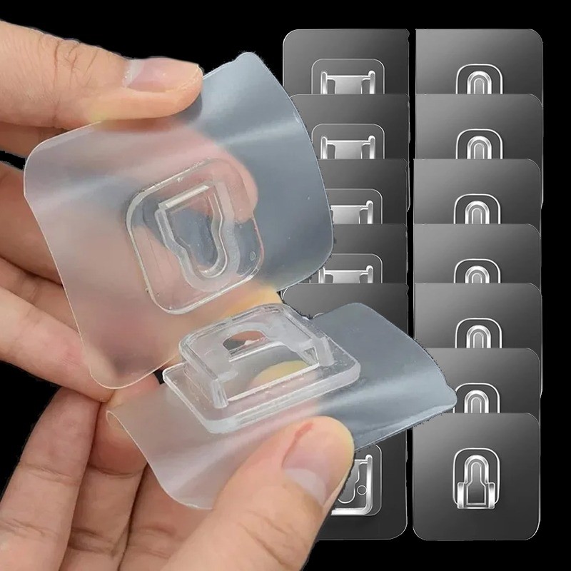 1/3/5 คู่ตะขอติดผนังกาวสองด้านอเนกประสงค์ตะขอโปร่งใสกันน้ําเสื้อผ้าหมวกผ้าเช็ดตัวตะขอ - รูปที่ 3