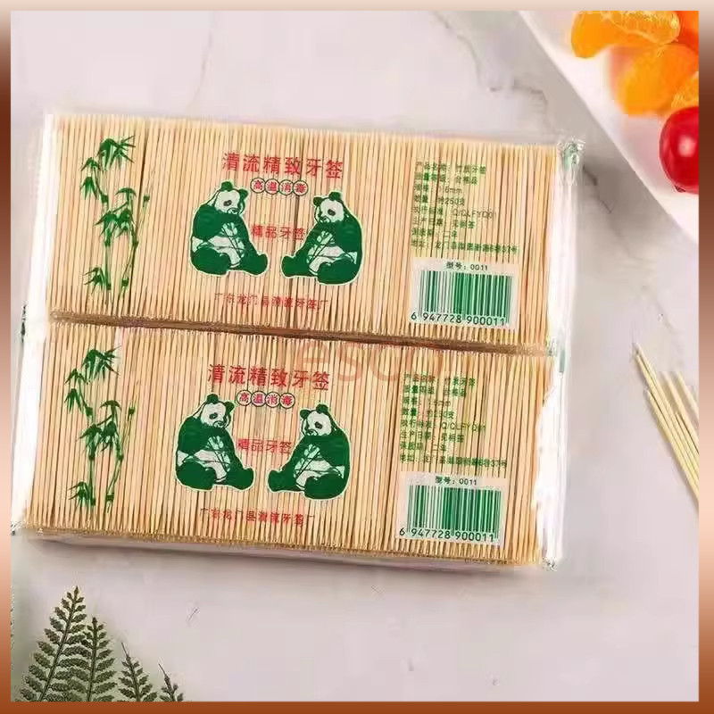 Tesco  ไม้จิ้มฟันไม้ไผ่แบบ 2 หัวใช้แล้วทิ้งสำหรับใช้ในครัวเรือน  1 แพ็คมี 200 ชิ้น
