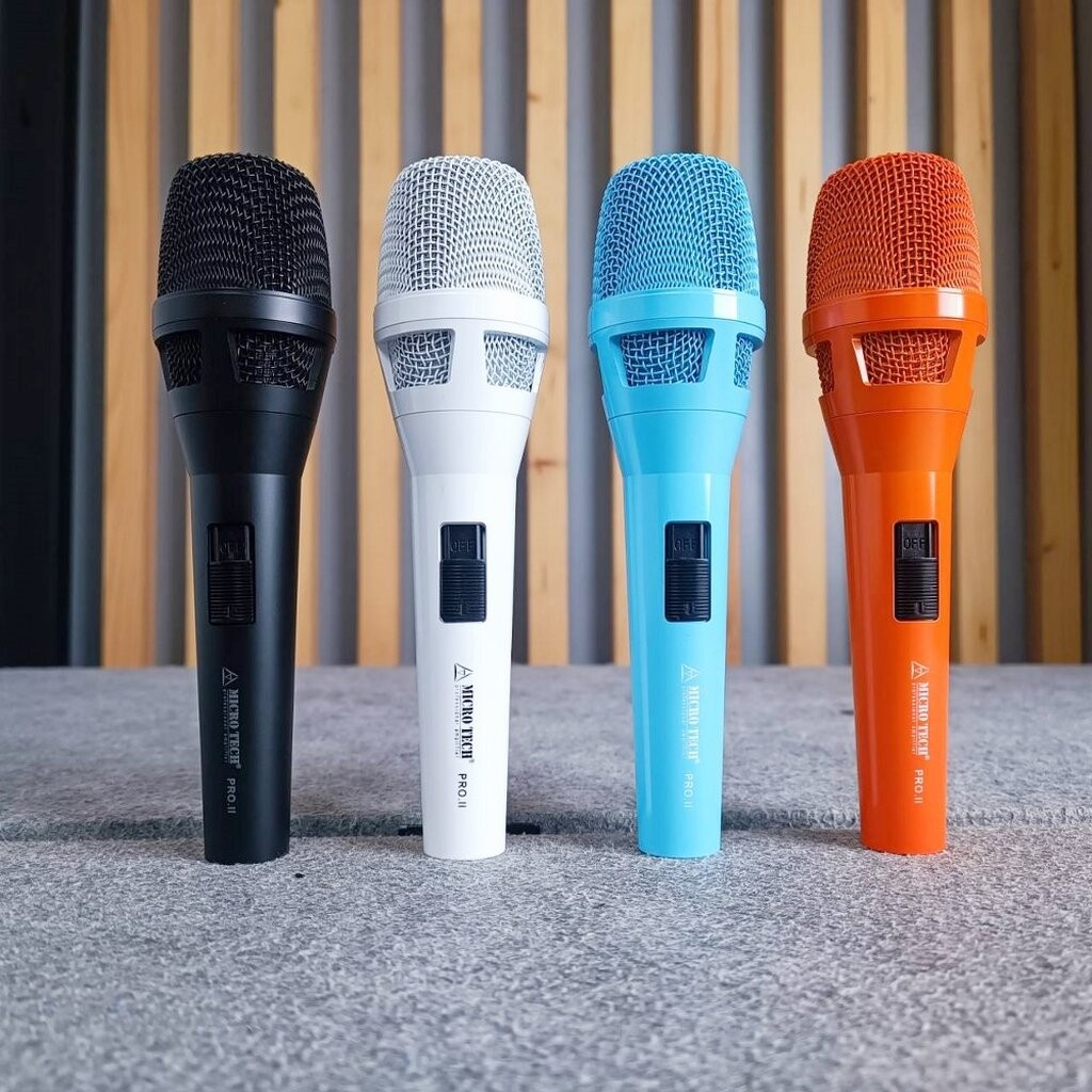 มี 4สี ให้เลือก สีดำ/สีขาว/สีฟ้า/สีส้ม MICROTECH PRO.II ไมค์สาย ไมค์โครโฟน พร้อมสาย5เมตร MICRO TECH PRO II ไมโครเทค ไ...