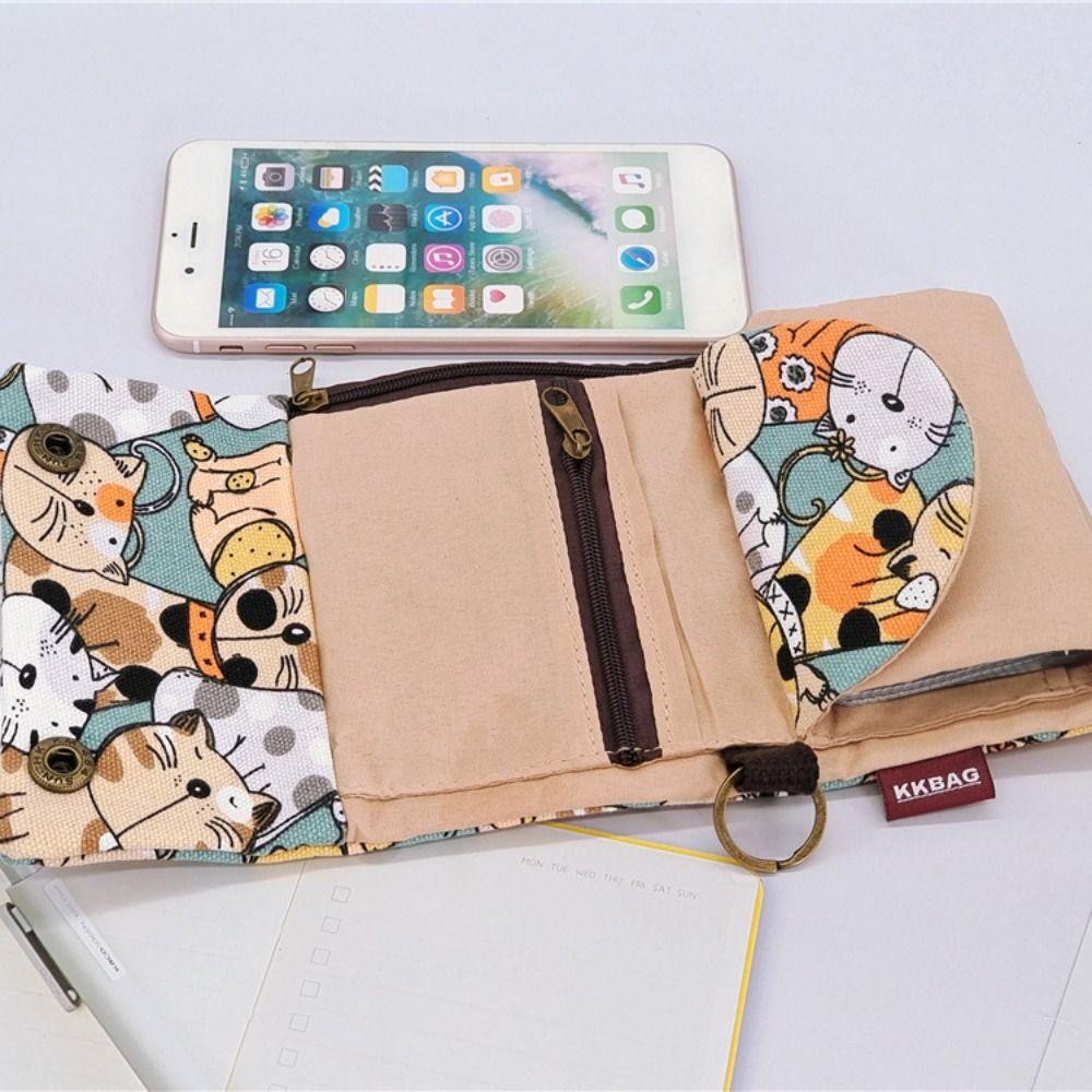 Hobbyin กระเป๋าใส่เหรียญ,การ์ตูน HelloKitty พับเปลี่ยนเงิน,กระเป๋าสตางค์ผ้าใบที่ทนทานหญิง