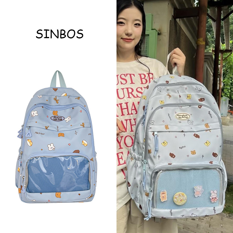SINBOS กระเป๋านักเรียน กระเป๋าเป้เดินทางกลางแจ้งขนาดใหญ่สำหรับโรงเรียนมัธยมต้น