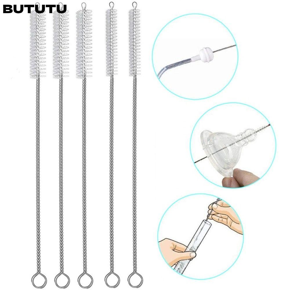Bututu แปรงทําความสะอาดหลอดแก้ว ขนแปรงไนล่อนนุ่ม สีเงิน 1 ชิ้น