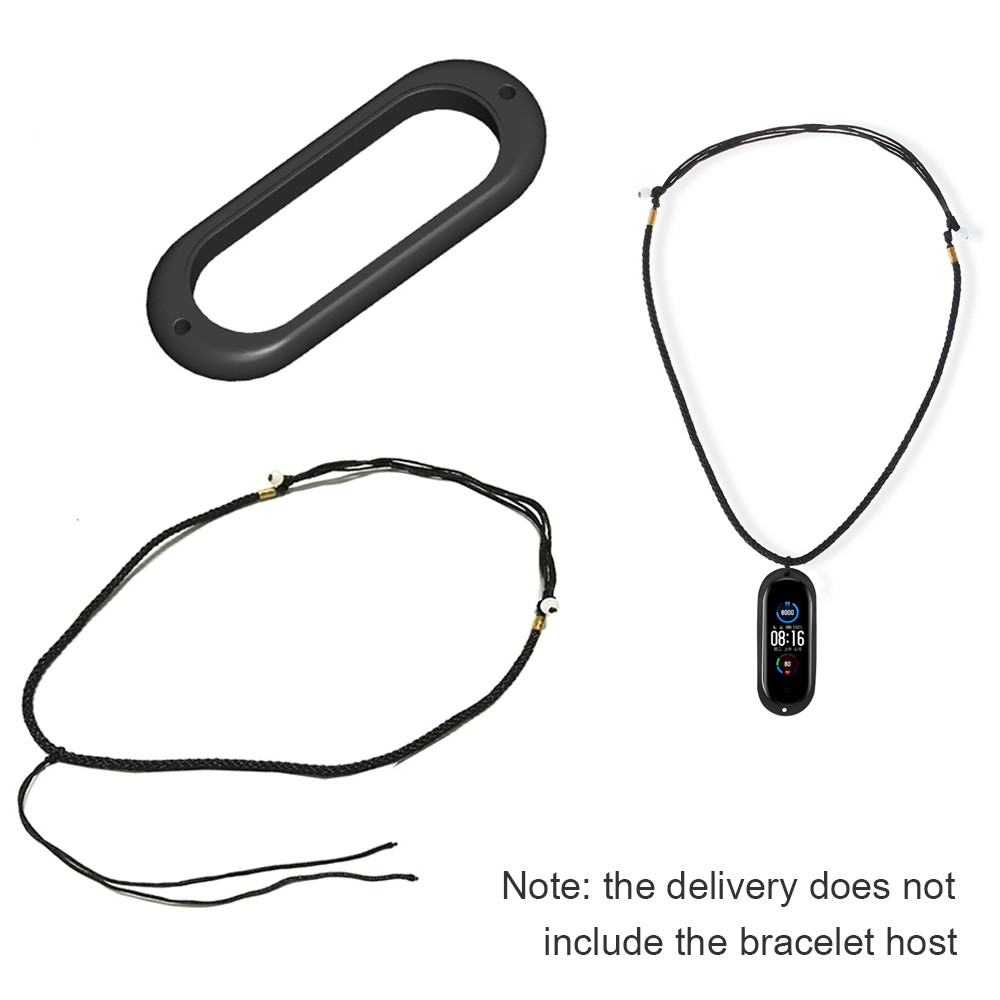 สําหรับ Xiao Mi Band 5 สร้อยคอถักพร้อมเคสซิลิโคนจี้ผู้ถือฝาครอบ