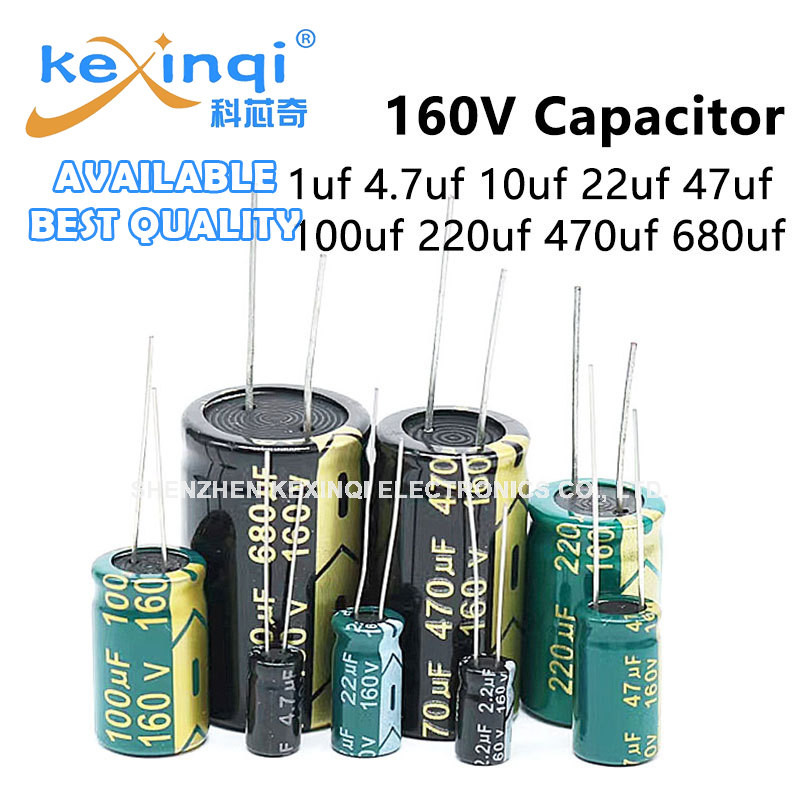 (1-10PCS) 160V ตัวเก็บประจุไฟฟ้า 1uf 2.2uf 4.7uf 10uf 22uf 39uF 47uf 100uf 220uf 470uf 680uf อลูมิเนียม Kexinqi