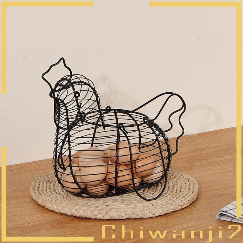 [Chiwanji2] ตะกร้าโลหะ รูปไก่ อเนกประสงค์ สําหรับวางไข่อีสเตอร์ และอาหาร