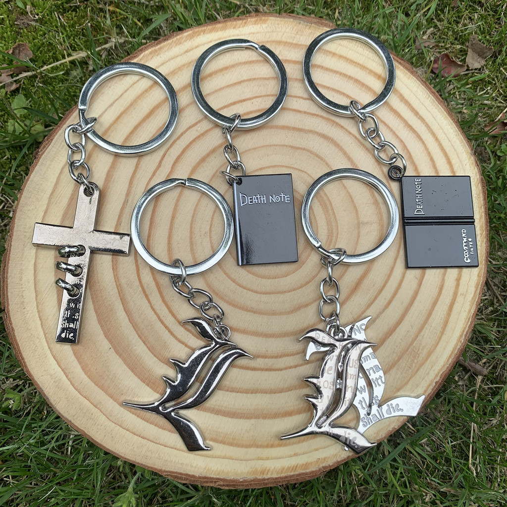 พวงกุญแจ จี้โลโก้อนิเมะ Death Note L Cross สีดํา เครื่องประดับ สําหรับผู้ชาย