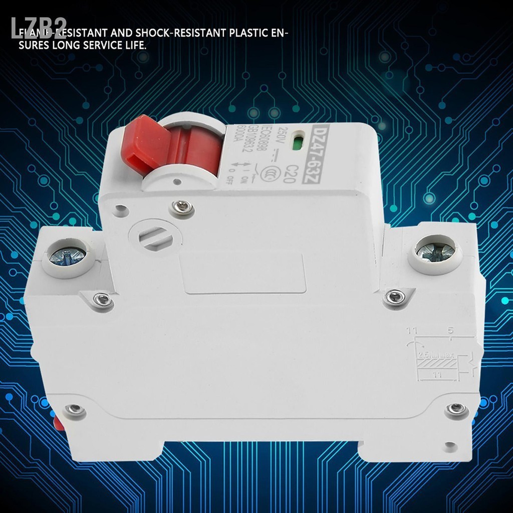 LZB2 DZ47-63Z-1P 20A DC Miniature Circuit Breaker สวิตช์ป้องกันการรั่วไหลของอากาศ