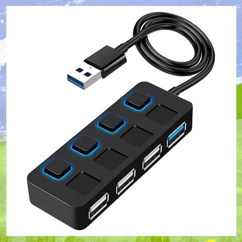 [T X W F] ฮับ USB 3.0 4 พอร์ต พร้อมสวิตช์ไฟ LED
