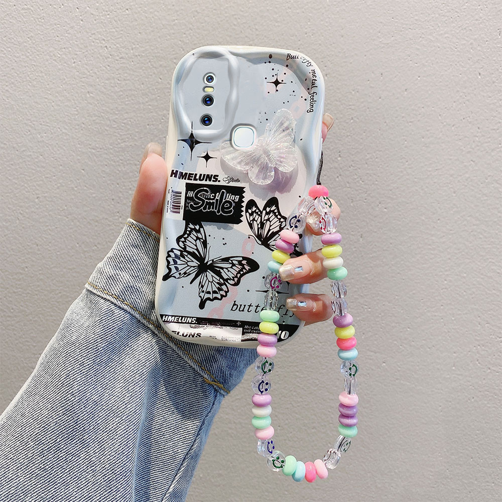 เคสโทรศัพท์มือถือ ซิลิโคนนิ่ม ลายการ์ตูนตุ๊กตากราฟฟิตี้ 3D พร้อมสายคล้องข้อมือ สําหรับ Vivo V15 S1