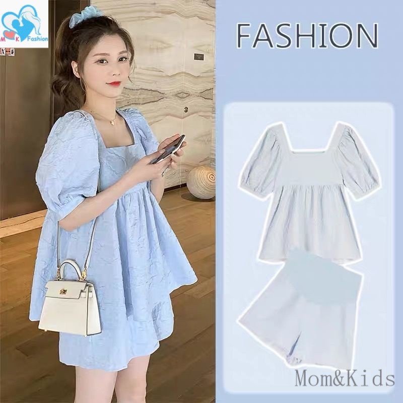 Mom & Kids ชุดคลุมท้อง (เสื้อคลุมท้อง + กางเกงขาสั้นคนท้อง) สไตล์ใหม่ สวมใส่ด้านนอก แฟชั่นอิทธิพล ลําลอง ยกหน้าท้อง กางเกงขาสั้น #Pregnant ชุดสูท สองชิ้น สําหรับผู้หญิง #Maternity สวมใส่ #Seluar Mengandung