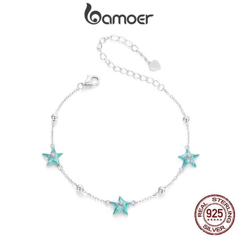 Bamoer สร้อยข้อมือเงินสเตอร์ลิง 925 จี้รูปปลาดาว หรูหรา เครื่องประดับ สําหรับผู้หญิง