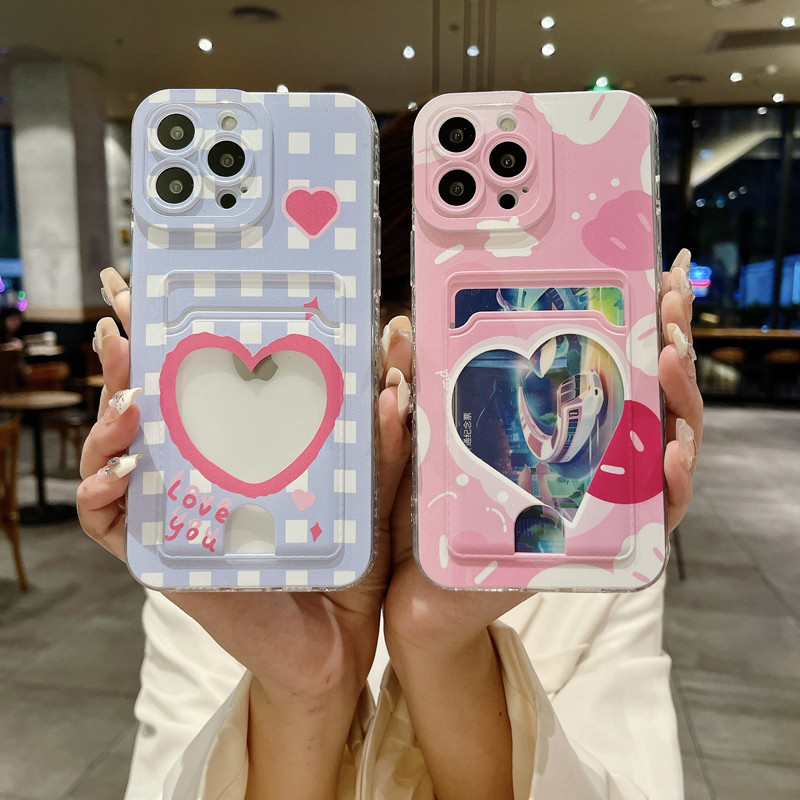 เคสโทรศัพท์มือถือแบบนิ่ม ลายหัวใจ พร้อมช่องใส่บัตร สําหรับ Huawei Y9S Y9A Y9 Y8s Y7A Y7 Y6P Y6 Y6S Y5 Prime Pro 2020 2019 2018