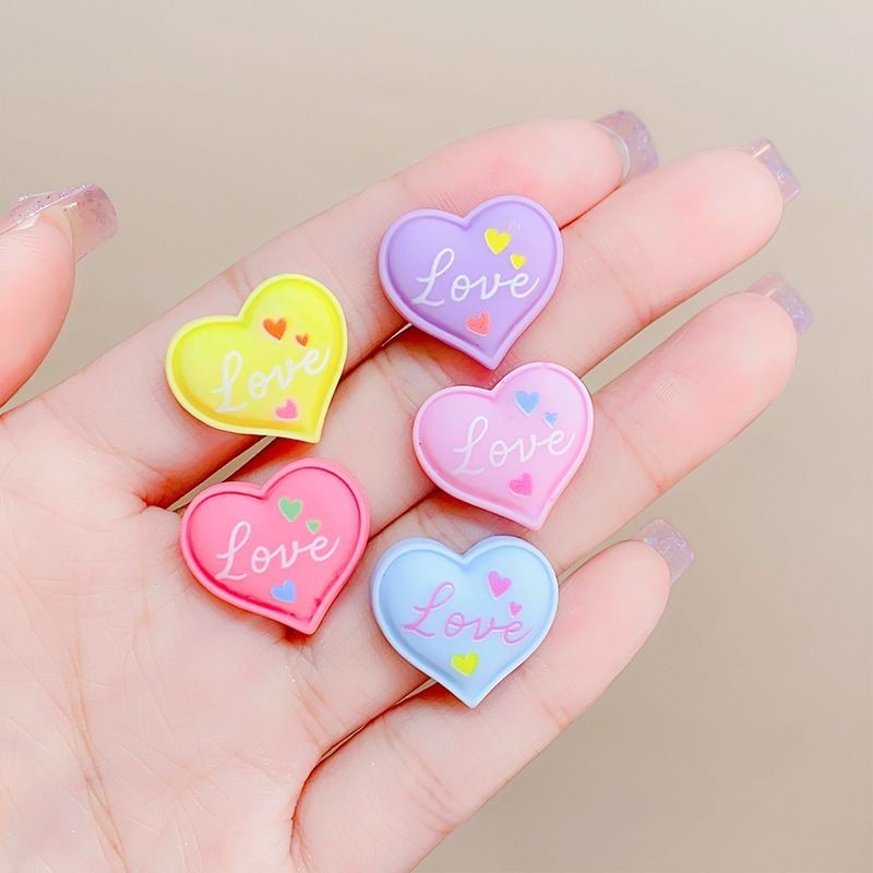 [100 ชิ้น พร้อมส่ง]แผ่นกาวเรซิ่น ลาย LOVE LOVE สามมิติ สําหรับทํากล่องเครื่องเขียน แก้วน้ํา แฮนด์เมด diy