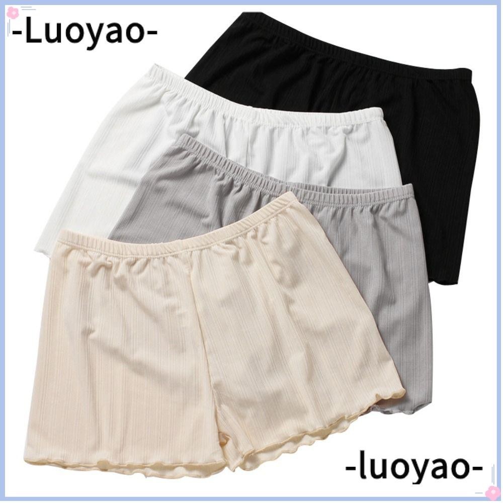Luoyao กางเกงบ็อกเซอร์ขาสั้น ผ้าเรยอน ไร้รอยต่อ เพื่อความปลอดภัย แฟชั่นฤดูร้อน สําหรับสตรี