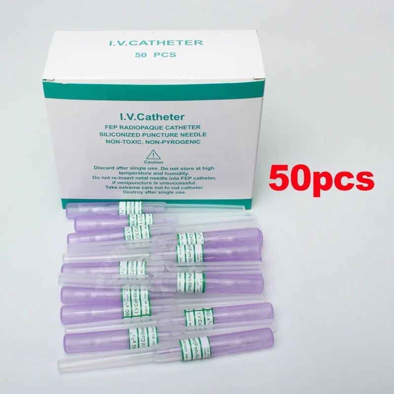 50pcs IV Cannula ปากกาประเภท Intravenous ฉีด Catheter 20G 22G 24G 26G Veterinary ผู้ผลิต