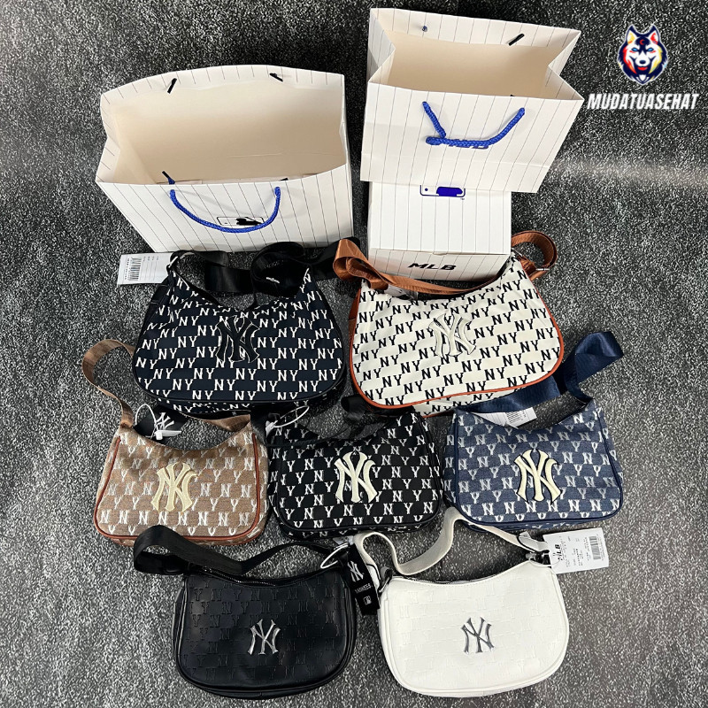 Mlb NY JACQUARD HOBO BAG MONOGRAM SLINGBAG / SHOULDER BAG / SELEMPANG BAG / WOMENS BAG / ENERGY BAG 