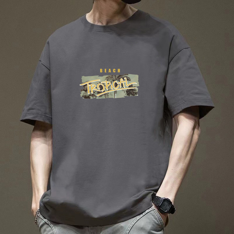 เสื้อยืดลําลอง แขนสั้น คอกลม แบบบาง ทรงหลวม พลัสไซซ์ สีขาว แฟชั่นฤดูร้อน สําหรับผู้ชาย