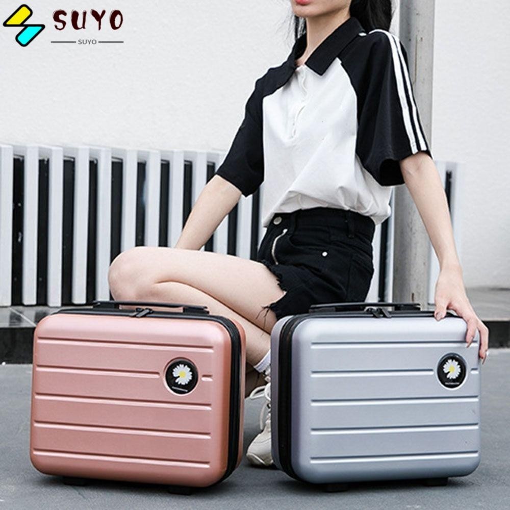 Suyo กระเป๋าเดินทาง กระเป๋าเครื่องสําอาง มีซิป ขนาดเล็ก 14 นิ้ว แบบพกพา สําหรับผู้หญิง