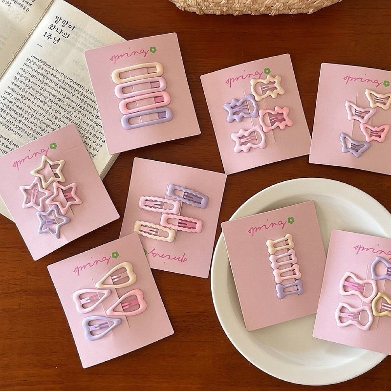 กิ๊บติดผมหน้าม้า รูปดาวน่ารัก ติดขอบด้านหน้า สําหรับผู้หญิง จํานวน 4 ชิ้น