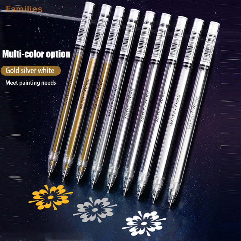Families &gt; 1 PC ปากกาหมึกเจลคลาสสิก Gelly Roll Art Highlight Marker ปากกา Bright สีขาว Silver Gold Art Paing วาด Art Marker ปากกา well