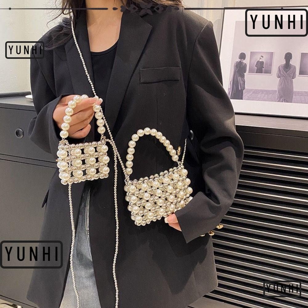 Yunhi กระเป ๋ า Messenger , กระเป ๋ ามุกย ้ อนยุคทอมือ , แฟชั ่ นอะคริลิคความจุสูงกระเป ๋ าใต ้ วงแขนขนาดเล ็ ก