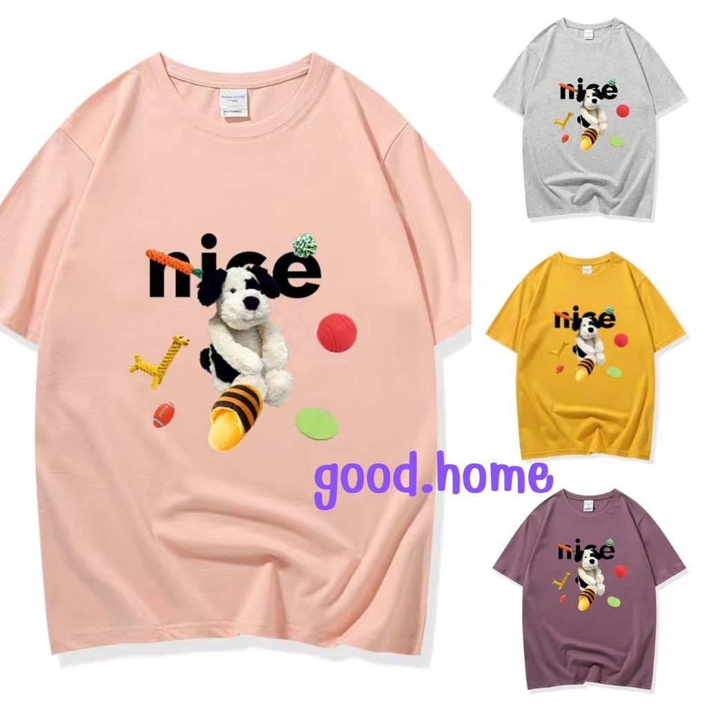 🎀NEW🎀เสื้อยืด แขนสั้น คอกลม ผ้านิ่ม ลายตุ๊กตาน้องหมา#9649