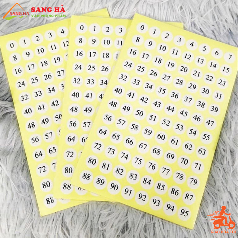 Tomy A5 Decal Paper Serial Numbers จาก 0 ถึง 95