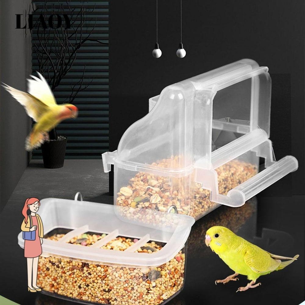 Liaoy กล่องให้อาหารนก แบบพลาสติกใส ความจุขนาดใหญ่ สําหรับกรงนก
