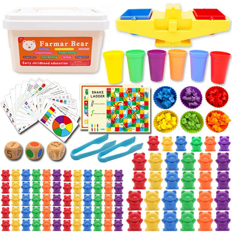 Montessori Educational Toys for Children Weight Bear Counting Math Games Sensory Toys Color Sorter C
