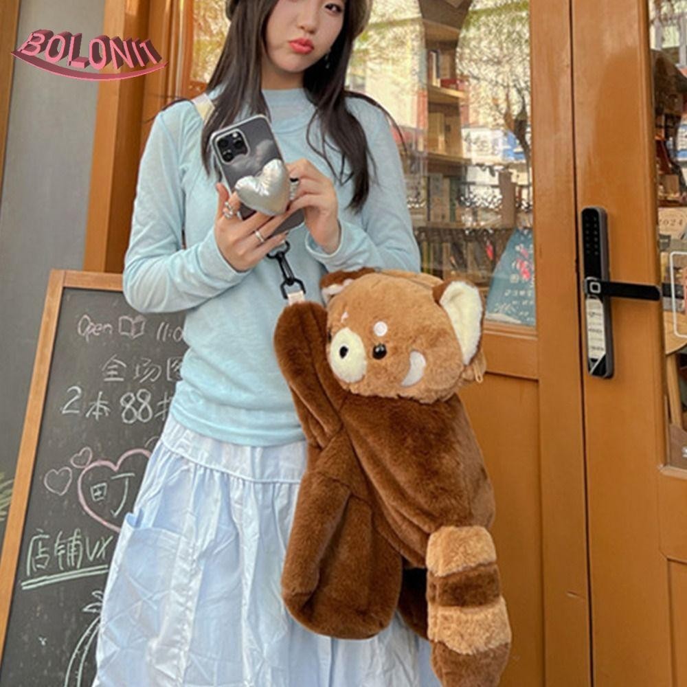 Bo Raccoon ตุ๊กตากระเป๋าสะพายข้าง, ของเล่นตุ๊กตาความจุขนาดใหญ่กระเป๋านักเรียนเด็ก,น่ารักตุ๊กตา JK Lolita กระเป๋าสะพายสัตว์ Lady
