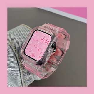 สายซิลิโคนใสและเคสสร้อยข้อมือกีฬาสําหรับ แอปเปิล ดู ชุด 9 8 7 6 5 กับ พิเศษ ฉันดู พิเศษ 2 49 มม. 44 45 มม. 41 40 38 42 มม