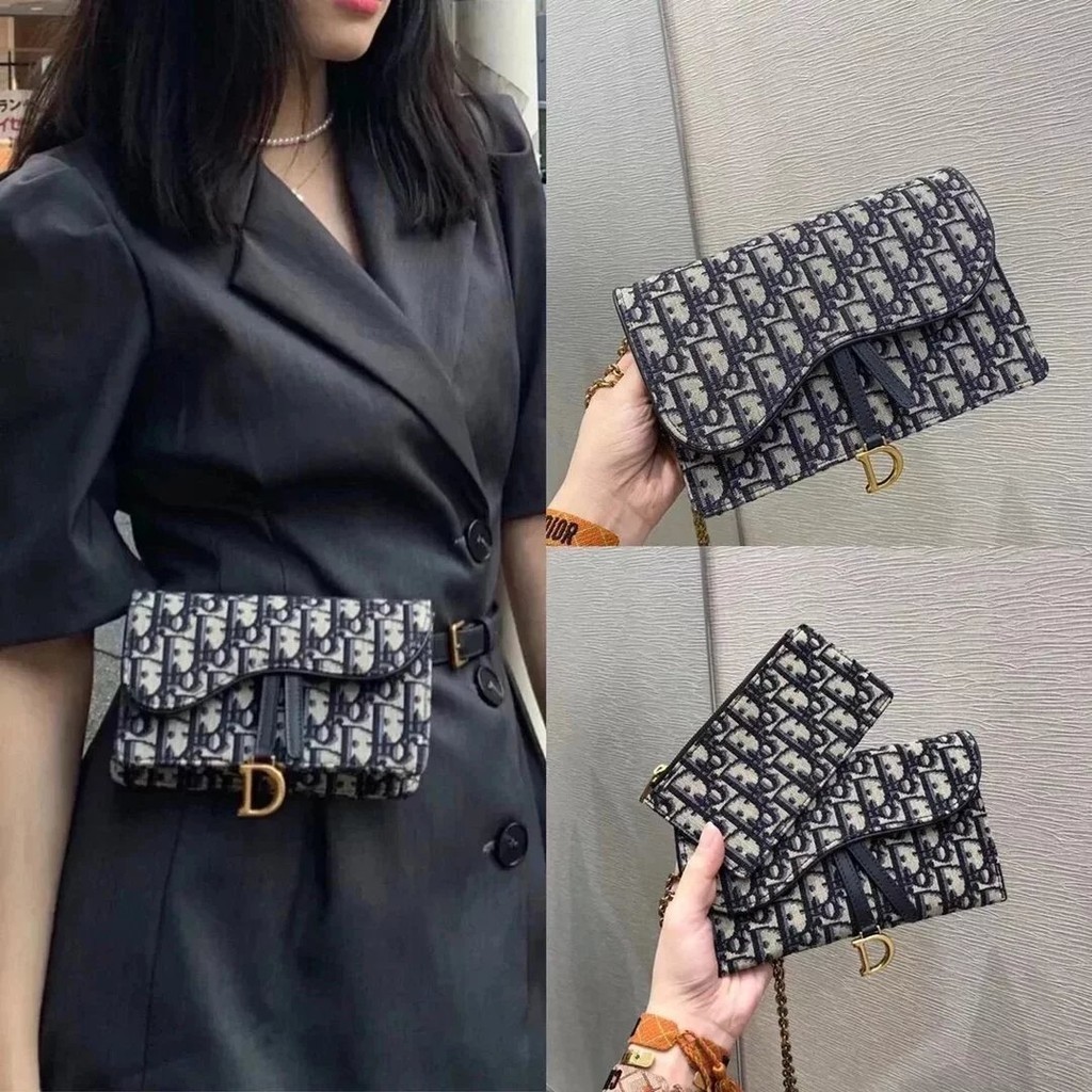 Dior/oblique Small Two-in-One Chain bag Card bag Coin Purse Dior saddle woc Envelope bag Clutch bag Monten bag belt bag Waist bag Chest bag Ladies Waist bag