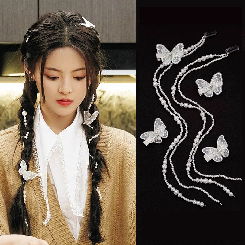 เกาหลีมุก Chain กิ ๊ บติดผม Vintage Fringe ผมหางม ้ า Braid อุปกรณ ์ เสริมผม