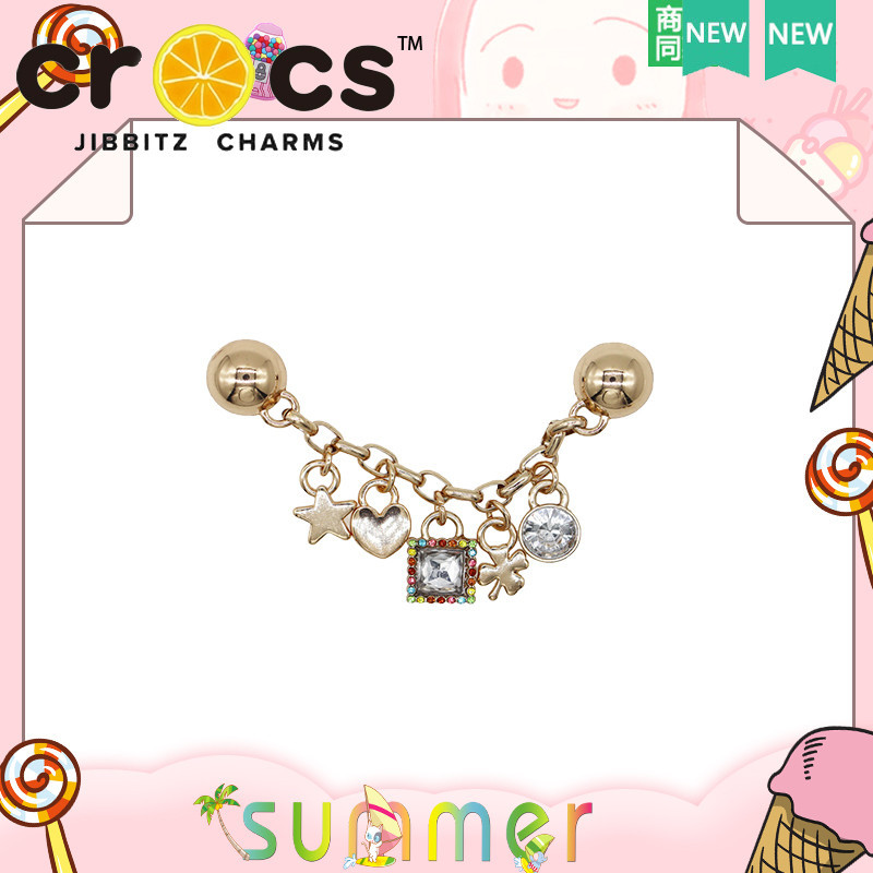 JIBBITZ cross charms ตัวติดรองเท้า DIY อัญมณีโซ่โลหะ ตัวติดรองเท้า cross
