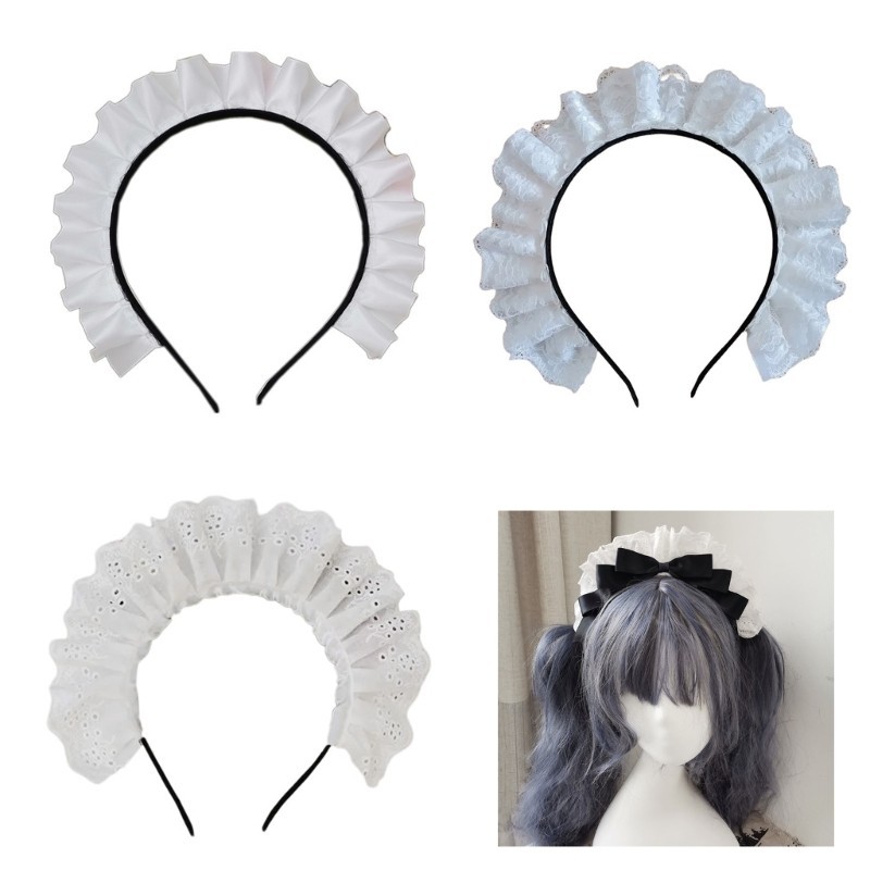 BST Elegant จีบลูกไม้ Headbands สไตล์ญี่ปุ่นผม Hoop น่ารักอะนิเมะ Gatherings Hairband คอสเพลย์แถบคาด