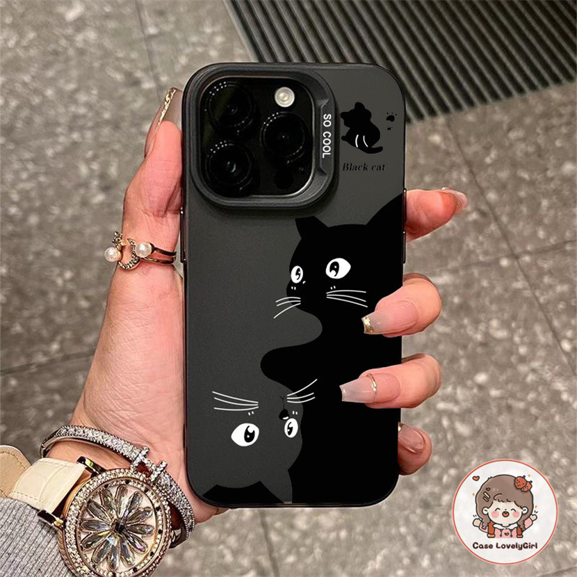 ส่งจากไทย แมวดําแฟชั่นสร้างสรรค์ เคส IPhone 15 11 13 14 16 Pro Max XR พสัส13 12 Pro 7 8 Plus SE X Xs Max Hard Case