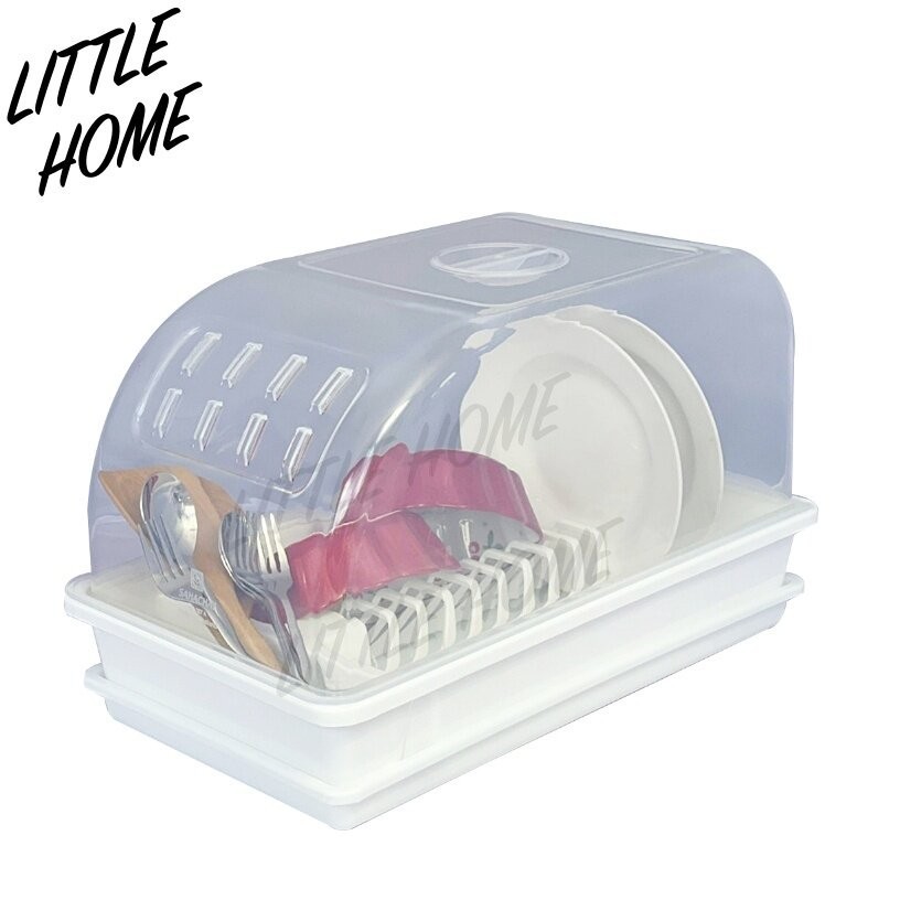 LITTLEHOME ชั้นวางจาน ที่คว่ำจาน ชั้นคว่ำจาน ที่คว่ำจานมีฝาปิด พลาสติก ที่คว่ำแก้ว SC267A (45.5 x 29