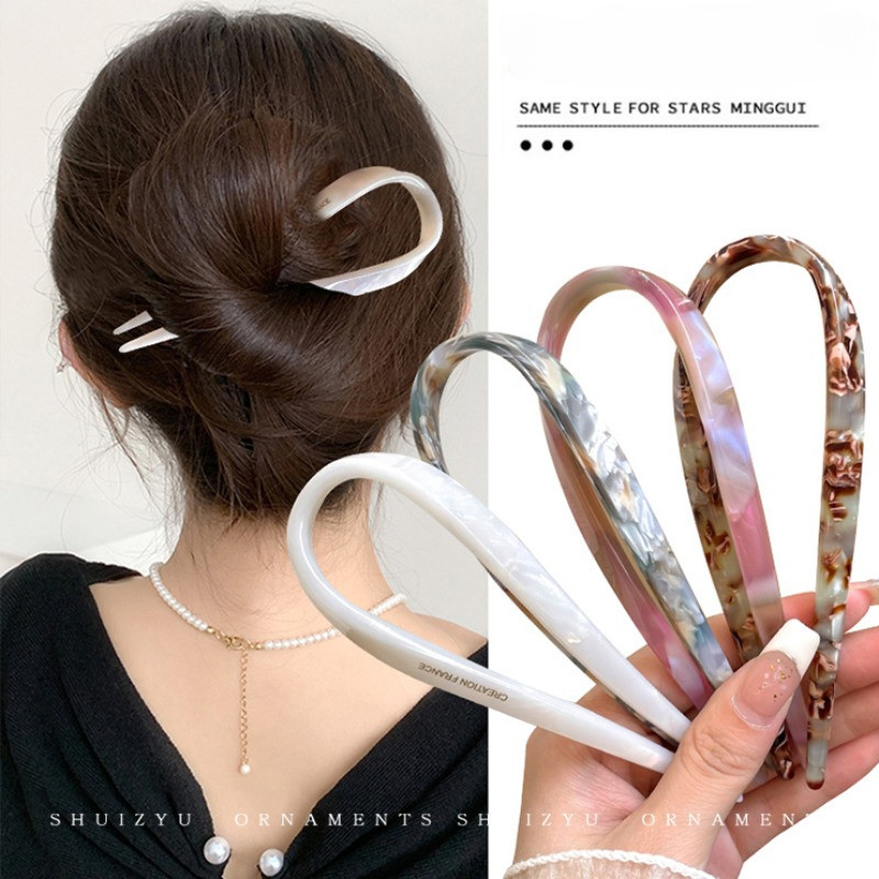 Acetate กิ ๊ บรูปตัว U 2024 ใหม ่ สไตล ์ จีน Hairpin Cheongsam อุปกรณ ์ เสริม ราคา ถูกที่สุด ดีลบีเคเค