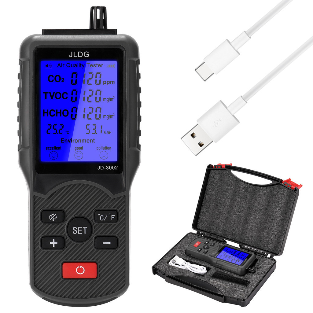 5in1 Air Quality Tester CO2 Meter เครื่องวิเคราะห์ก๊าซ CO2 Sensor TVOC Meter คาร์บอนไดออกไซด์ Senso